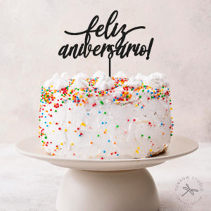 Topo de bolo Feliz Aniversário (Série Festa)